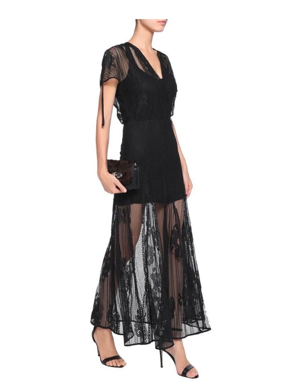 Maje Black sheer Lace Maxi Dress. Size 2,Can wear with or without insert.